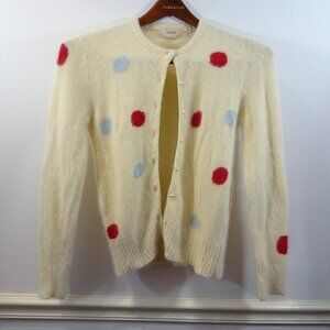 Amita Vintage Cardigan Sweater Size M Angora Wool Blend Pearl Buttons Grannycore
